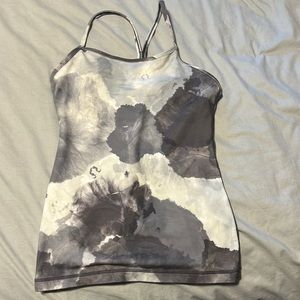 Women’s Lululemon, Size 4, Grey and White, Flow-Y Tank Top